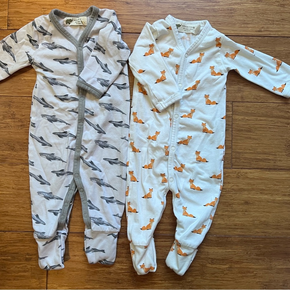 Monica + Andy organic cotton footed pajamas BUNDLE